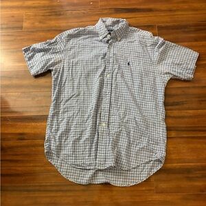 Ralph Lauren Men's White and Blue Plaid Shirt